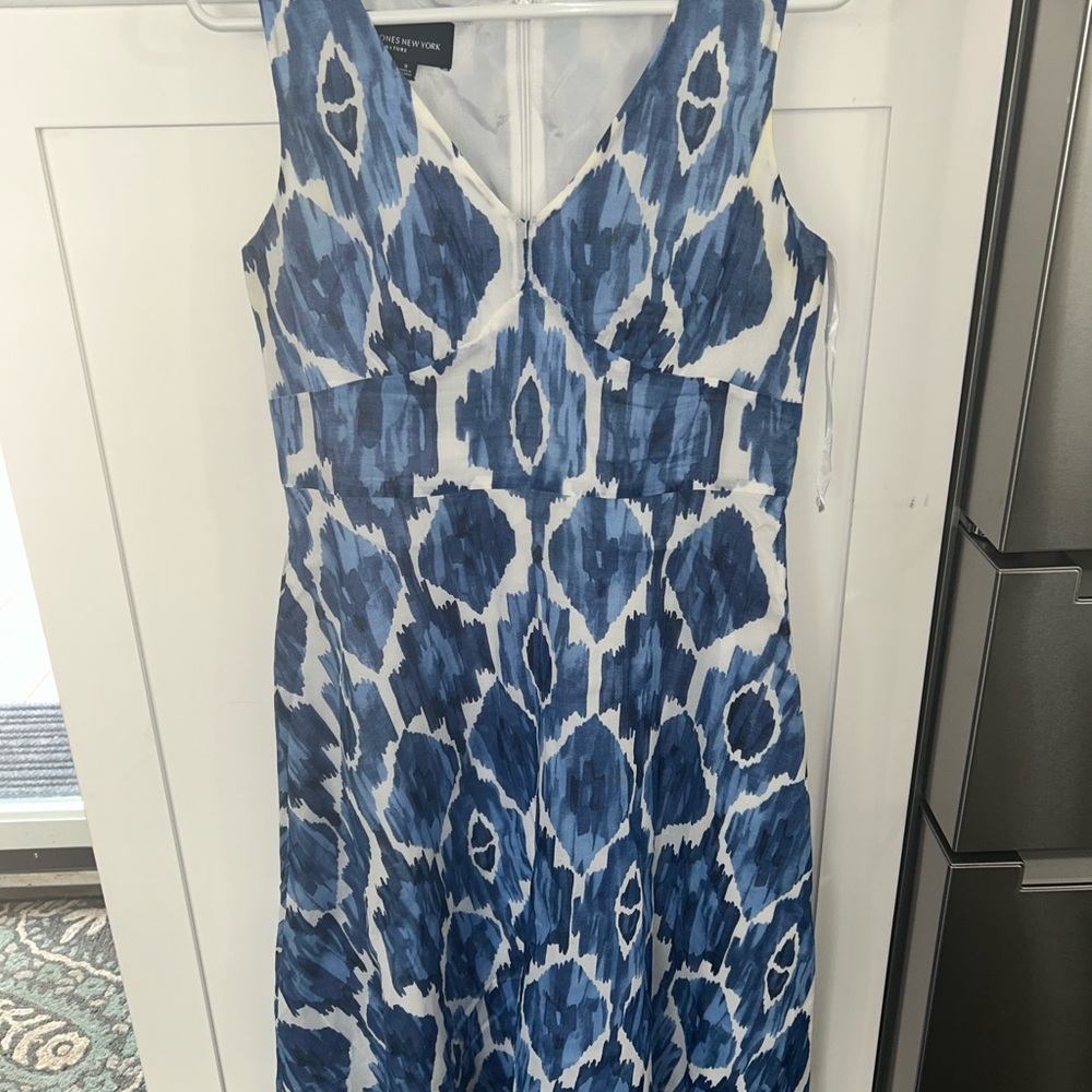 Jones New York Blue Patterned Dress